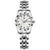 "Japanese Quartz Women's Watch Silver Stainless Steel Round Face 28mm Calendar Date"