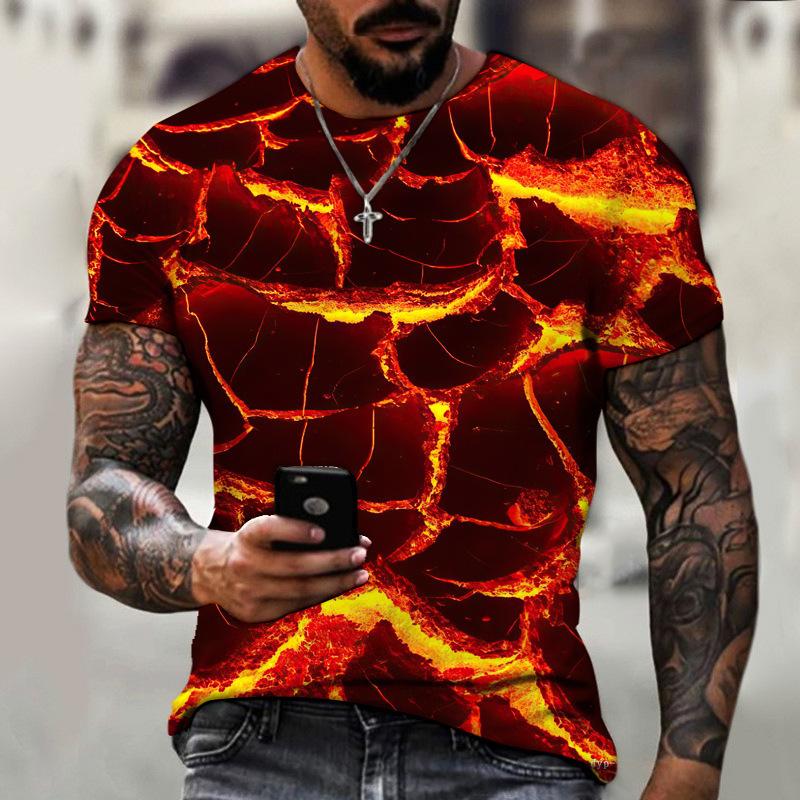 Terror Magma Trend Print 3D T-shirt Fashion for Men's Summer T-shirt