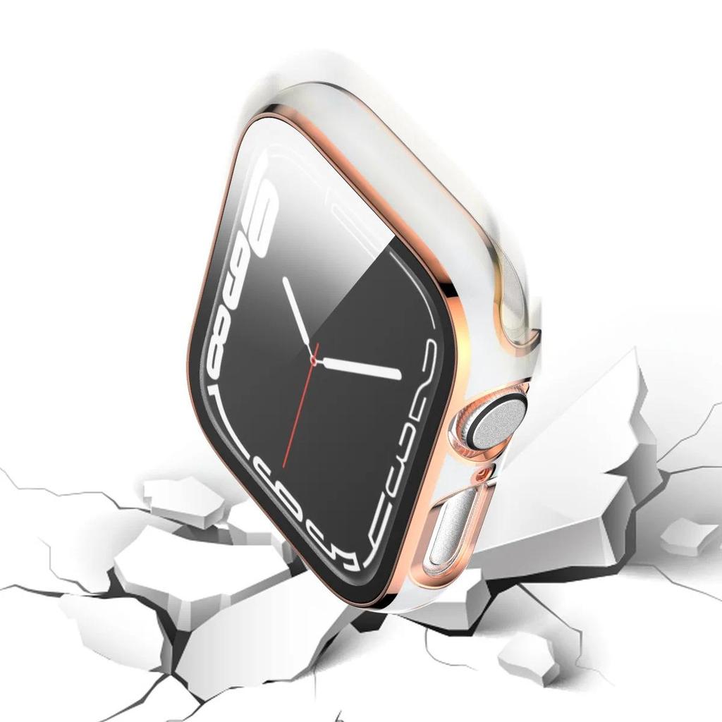 Glass + Case for Apple Watch 45mm 41mm 44mm 40mm Screen Protector Bumper PC Cover for iWatch Series 4 5 6 SE 7 8 9 Accessories