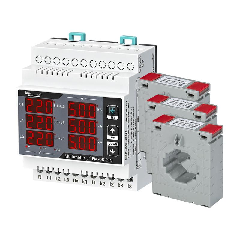 Samwha-Dsp EM-06-DIN Multimeter, Three Phase Volt(L-L),(L-N), Ampere ,Frequency, Phase Sequence Display Panel Meter 12 in 1