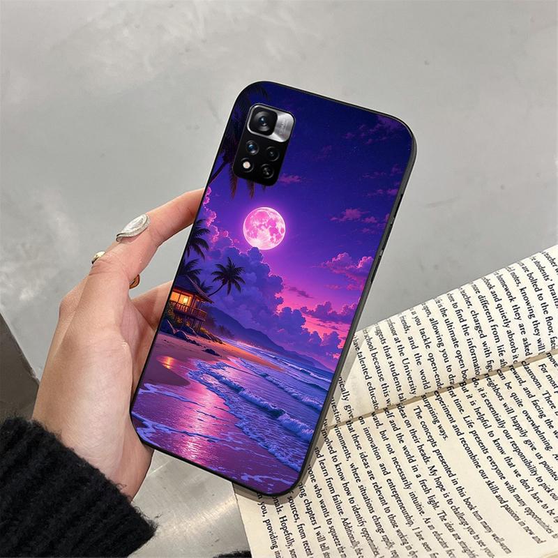

Phone Case For Xiaomi Redmi note 14 Pro 14 13 12 11 10 Pro 14S 12S 11S Redmi 14C 13C 10 Moonlight Beach Scenery Redmi Note 10 Pro 4G