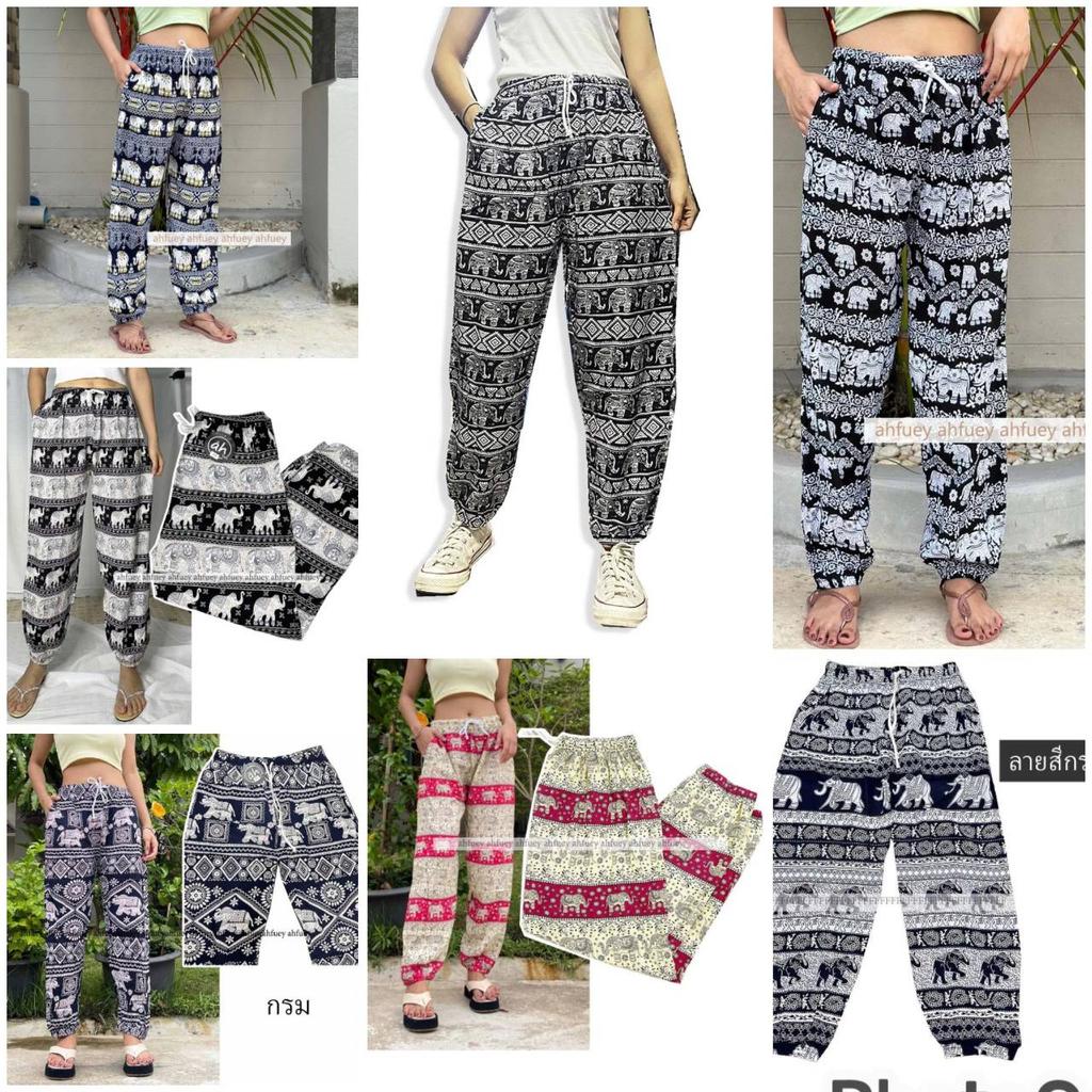 Elephant Pants Long Adjustable Elastic High Waistband Strap Jumper  Unisex Man Women Print Thailand Casual Streetwear Beach Bohemian Retro Vintage