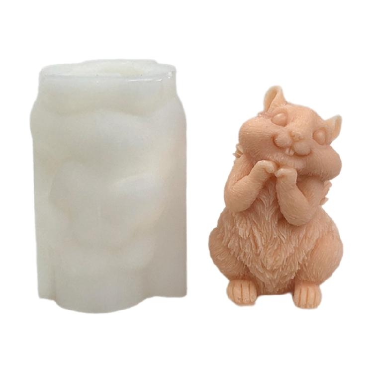 Easy to Clean Silicone Candle Molds Fondant Moulds Squirrel Shape Resin Project Moulds Silicone Texture for Candle