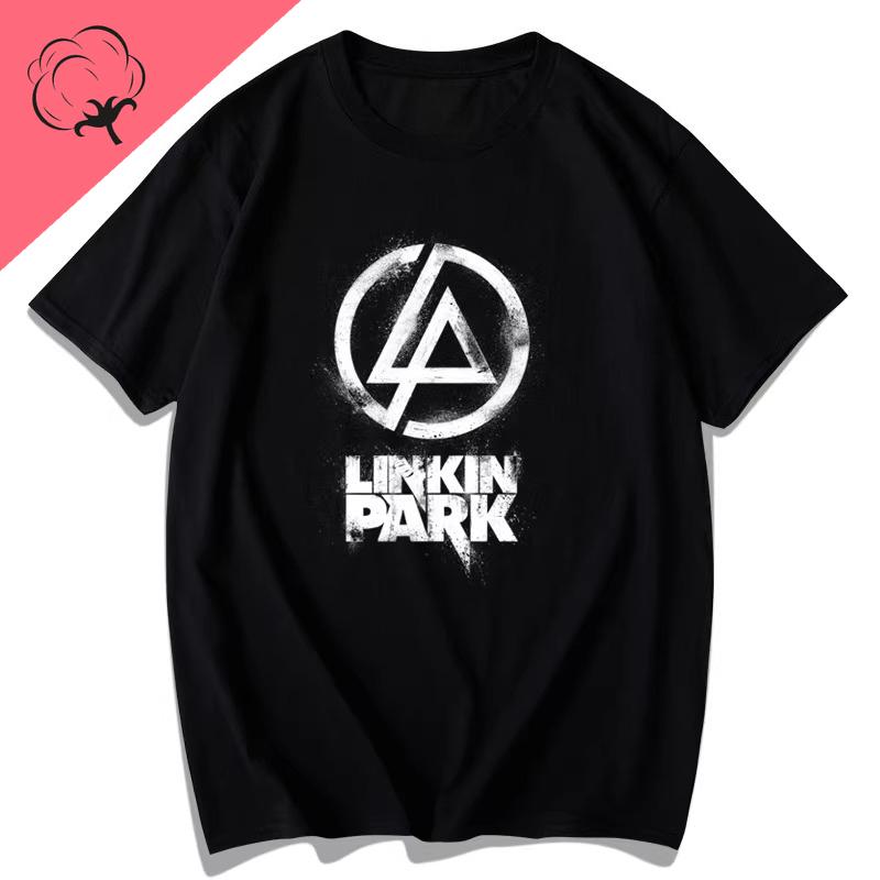 Červená korejská trička s krátkým rukávem Linkin Park pro muže a ženy Linkin Park Evropská a americká hudba Rocková kapela Ropa Hombre