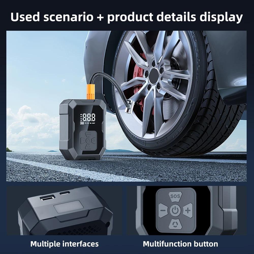 YIJU Wireless Tire Air Pump Portable Electric Inflator For Motorcycle Car Bicycle Compressor Football Ball Inflator Pump Tools