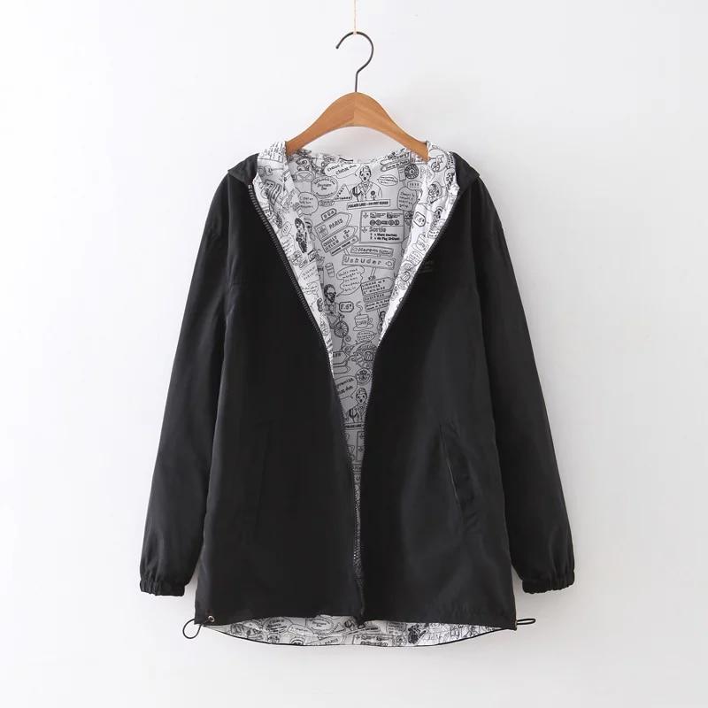 FEKEHA Herbst Damen Bomber Basic Hoodies Student Zwei Seiten Tragbar Mantel