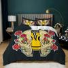 Skull Duvet Cover Queen Size Gothic Skeleton Bedding Set Rose Flower Polyester Comforter Cover For Kids Teens Adults Halloween