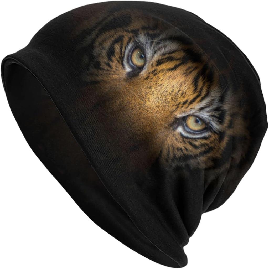 Cool Animal Tiger Unisex Adult Beanie Hat Winter Outdoor Slouchy Warm Hat Printing Skull Cap Stretch Knit Beanies Print Beanie
