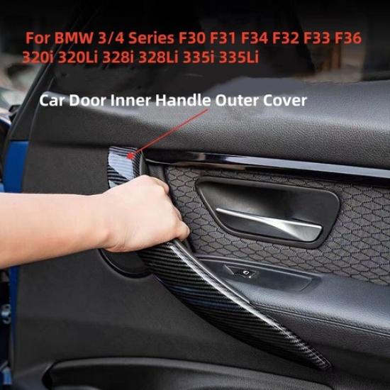 2x Carbon Fiber For BMW 3 Series F30 F34 Car Inner Door Handle Sleeve Cover Trim