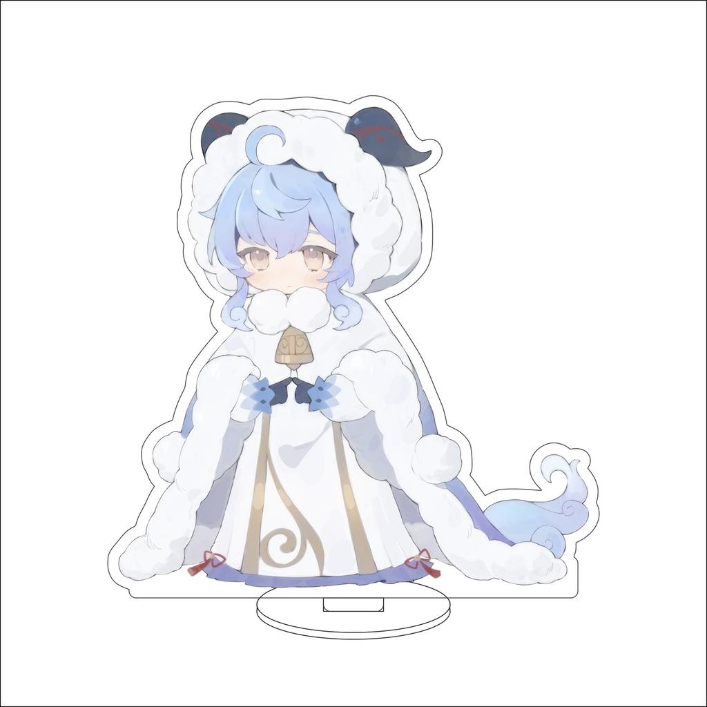 10CM Anime Genshin Impact Figure Stand Model Amamiya Ganyu Cute Desk Decor Standing Sign Gifts