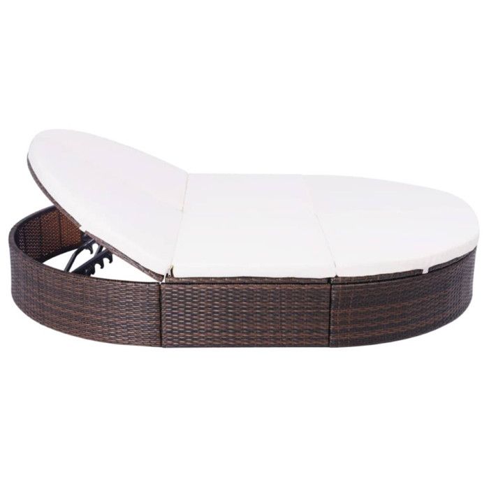 Chaise longue d'extérieur - VIDAXL - Résine tressée Marron - Exotique - 2 personnes