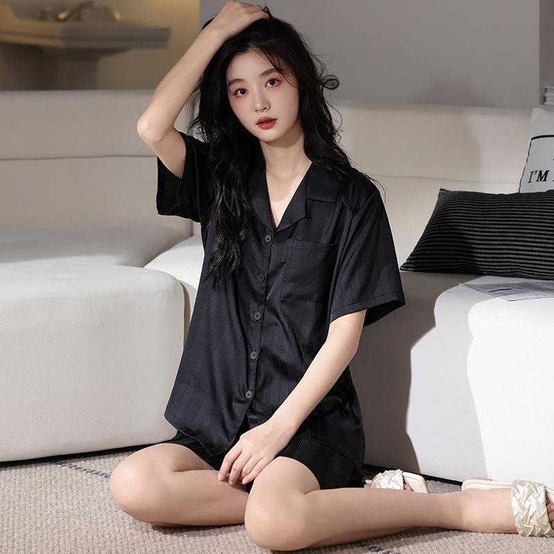 Premium Pajamas Women's Summer Ice Silk Short Sleeves Fat Mm Ice and Snow Silk Simulation Silk Suit New Chinese National Style