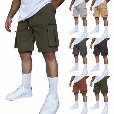 Men's Summer Solid Color Casual Zippered Multi-Pocket Sports Quick-Drying Breathable Shorts