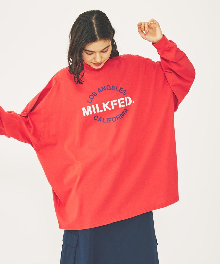 Milkfed Circle Logo Super Big Langarm-Top, 103243013008, Rot, Einheitsgröße