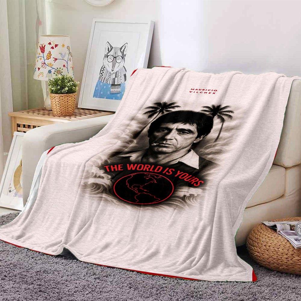 

1pc Scarface-Inspired Flannel Blanket - Soft Cozy All-Season Throw for Bedroom, Sofa, Camping, Travel - Perfect Gift for Movie FansB58 80cmx120cm(31inx47in)