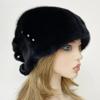 Black Women New Pear Christmas Hat Natural Mink Fur Luxury Winter Warm Balls Russian Beanie Hats