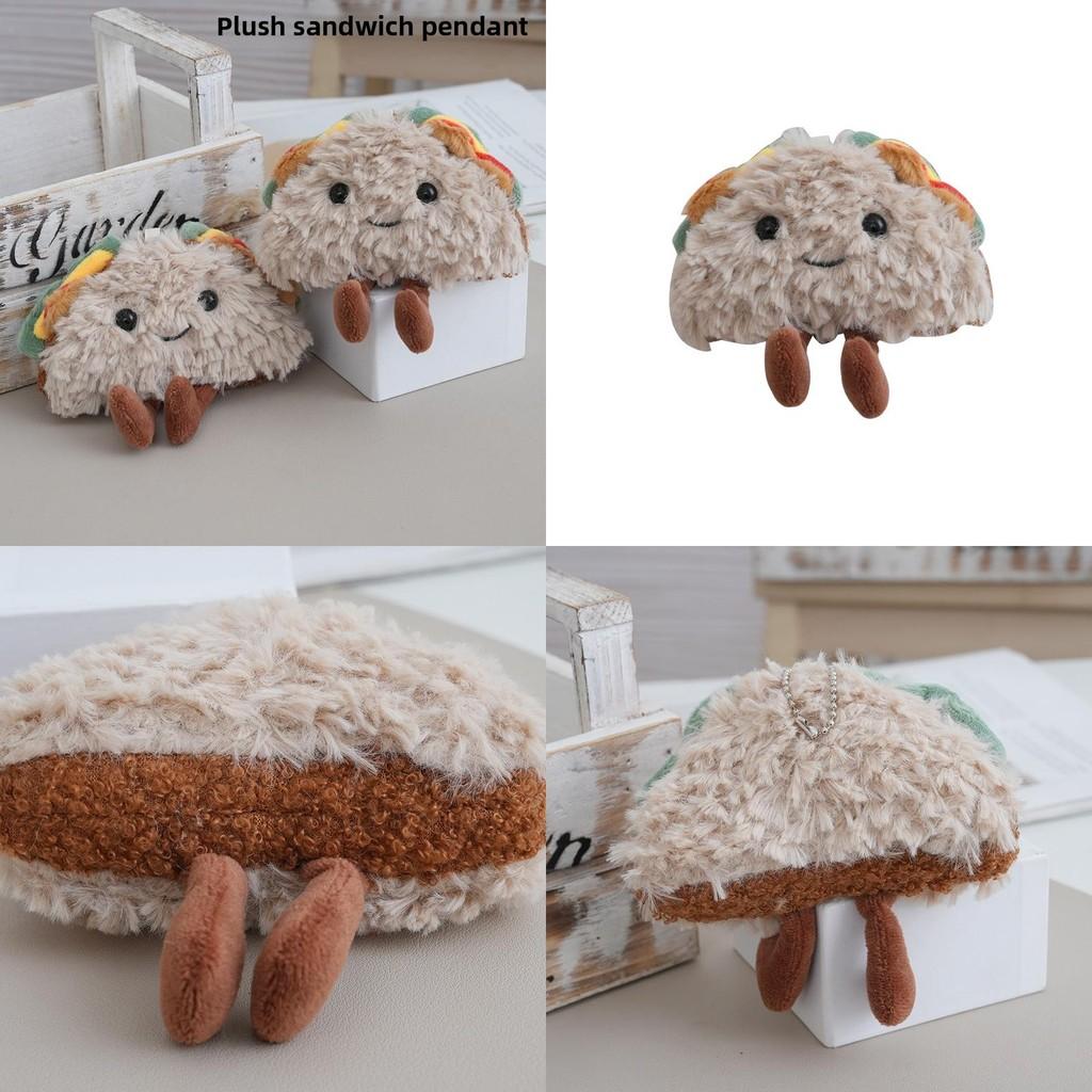 Cute Realistic Sandwich Plush Keychain Toy With Pp Cotton Filling For Gift Kids