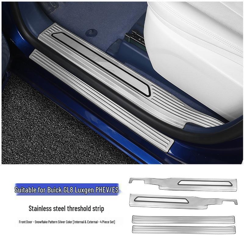 Stainless Steel Door Sill Scuff Plates for 2024 Buick GL8 PHEV Interior Upgrade
