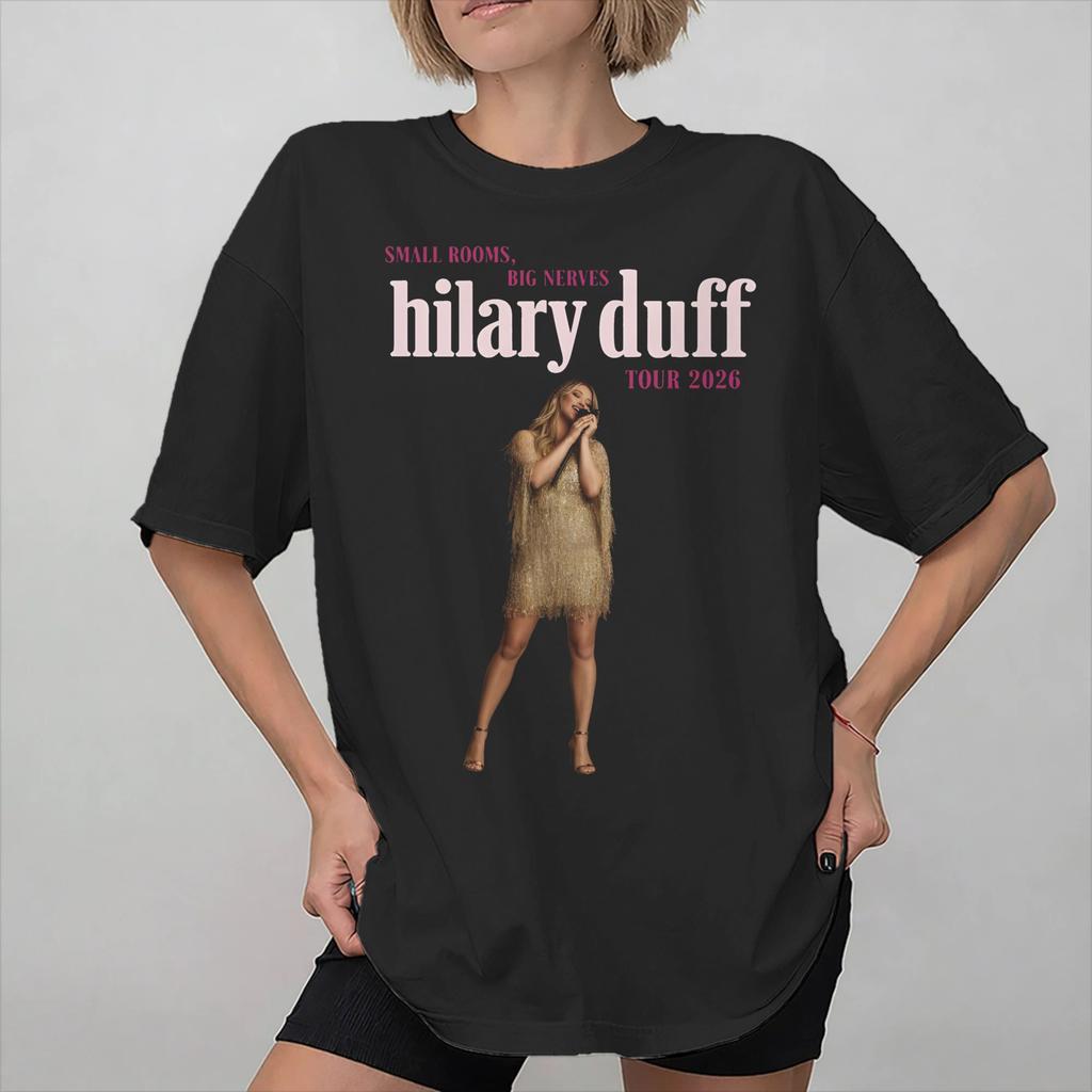 Hilary Duff The Lucky Me Tour Tee Shirt for Unisex Women Graphic Printing T Shirts Cotton Clothes