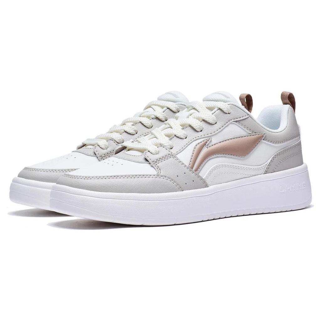 Li Ning Sycee Slip Resistant Cushioning Abrasion Resistant Low top Skateboard Shoes Women's White Gray AGCV196-1