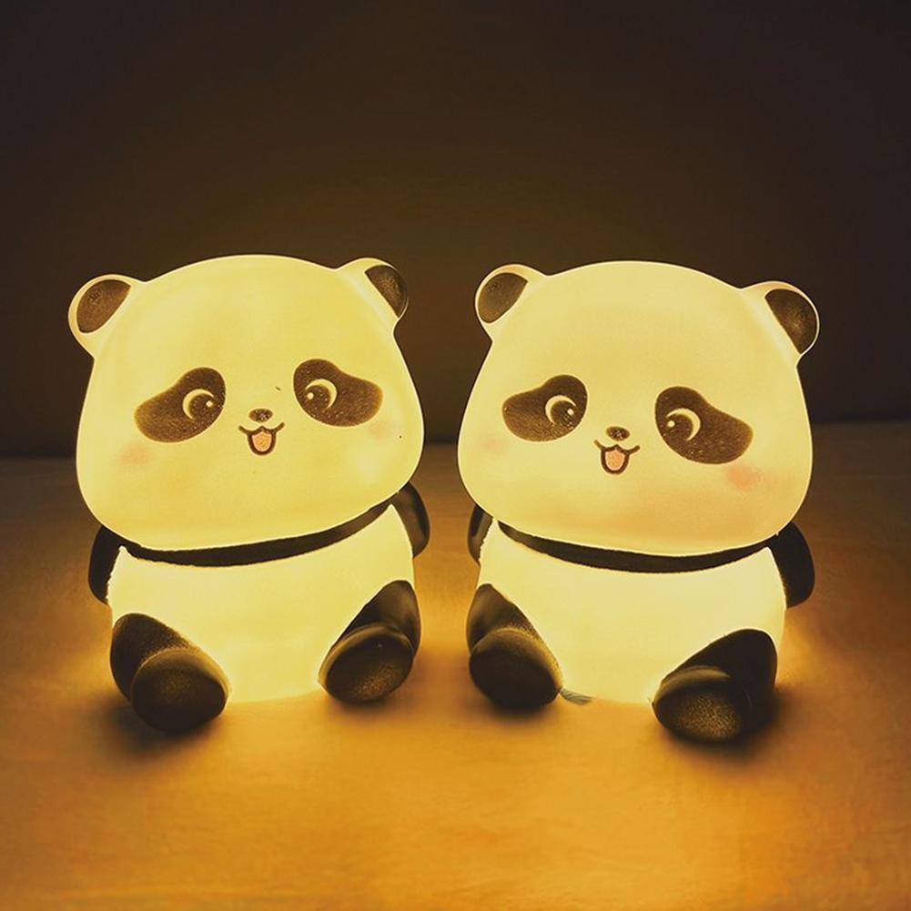 Panda Night Light For Kids Safe Non BPA Squishies Silicone Material Baby Nurserys Room Decor