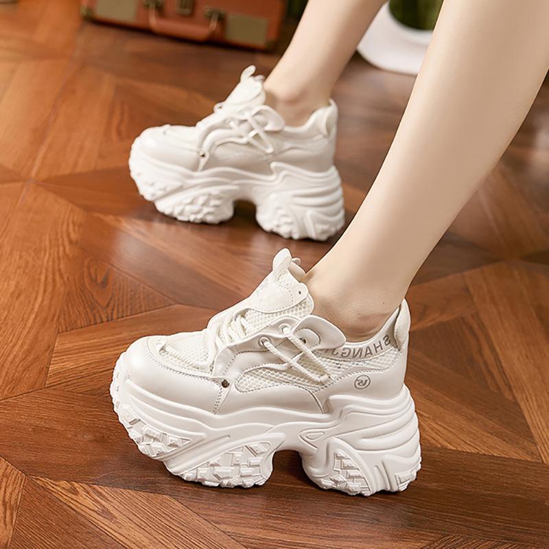 Platform Dad Shoes Women's Spring 2025 New Silver High-end Sports Trendy Shoes Versatile Breathable Inner Height-increasing Women's Shoes