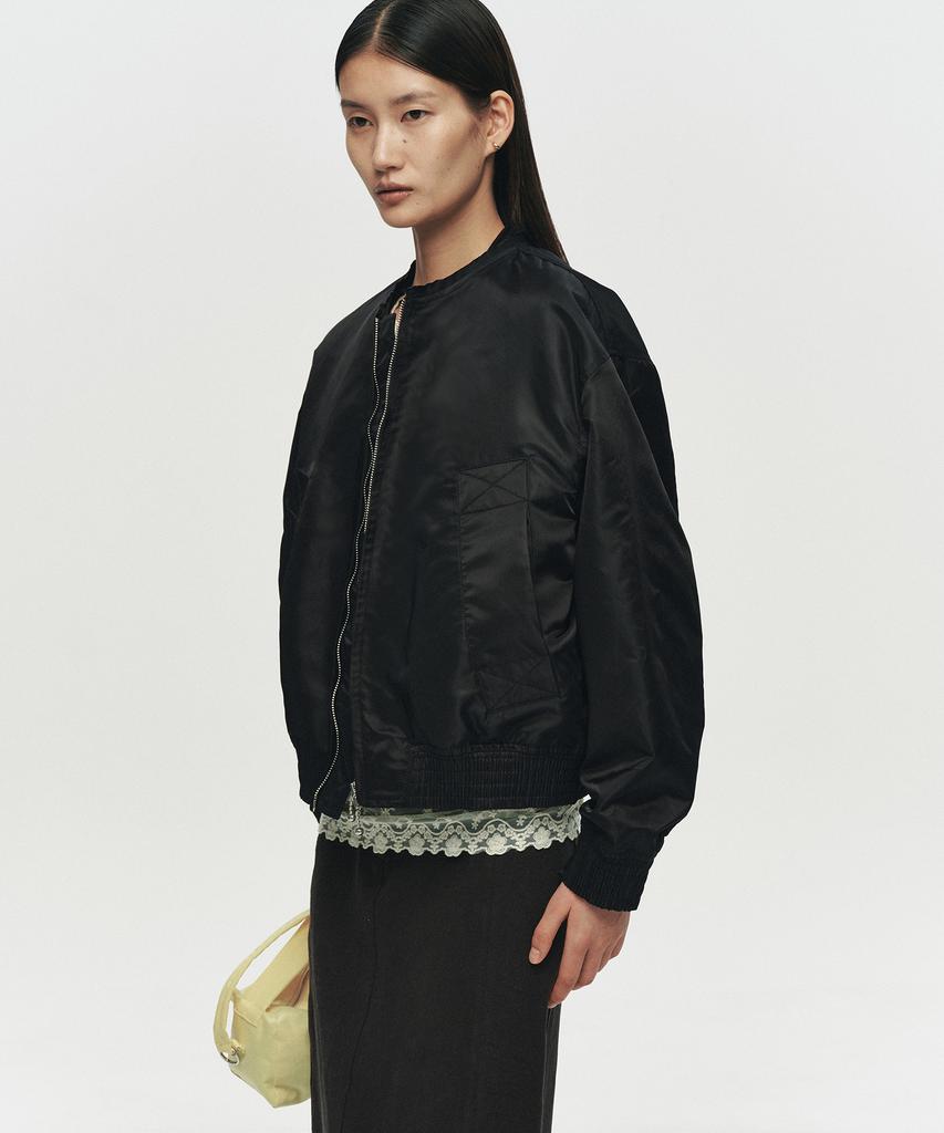 Heute Frame Collarless Bomber Jacket (Black)