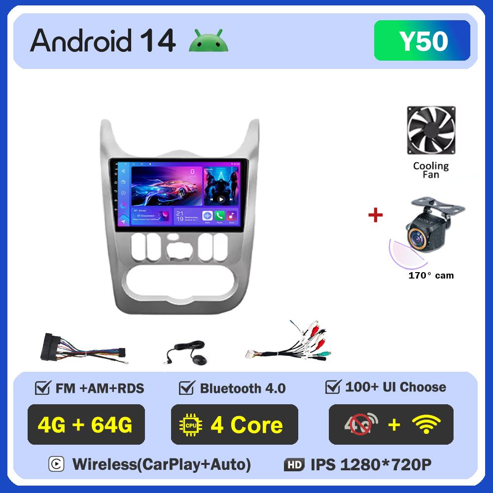 For Renault Logan 1 Sandero 2009-2015 Largus Dacia Duster Car Multimedia Video Player Touch Screen Android 14 Autoradio 5G Wifi