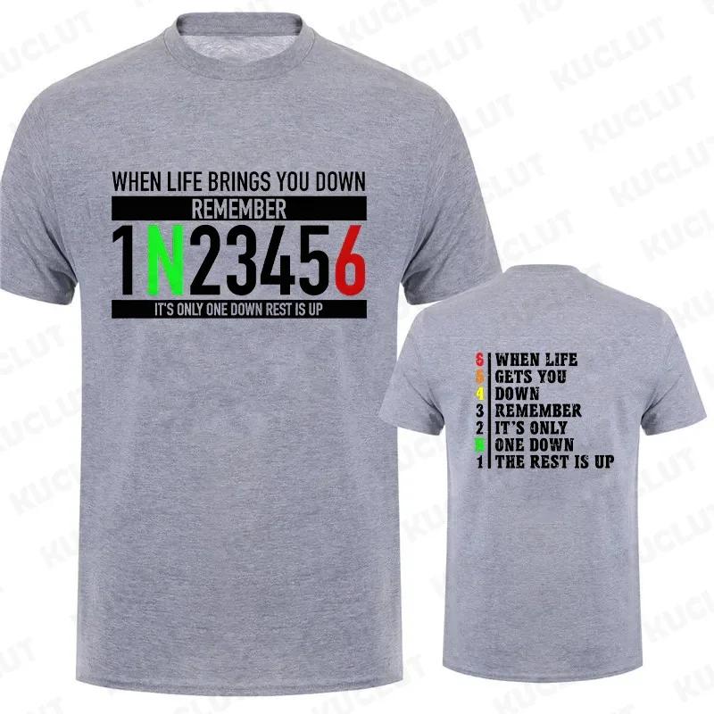 Motorcycle Gear Graphic T Shirts for Men Classic Male Tshirts When Life Gets You Down Print Tees Men Oversized Y2k Clothing