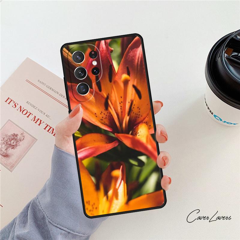 Colorful Flower Lily phone case For Samsung Galaxy S24 S25 S23 S22 Ultra Note 10 20 Plus S20 S21 FE Cover