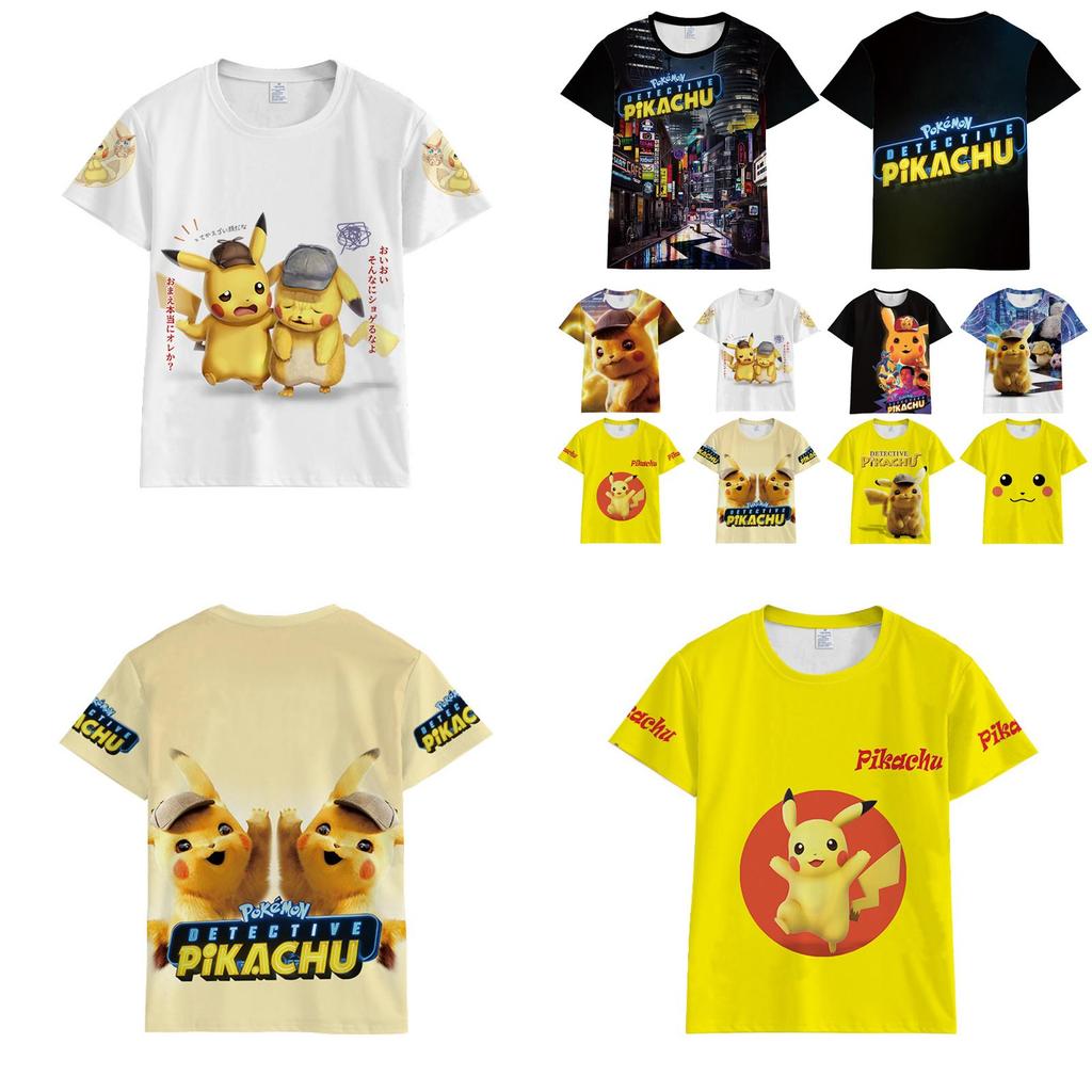 Tshirt Detective Pikachu 3d Print Short Sleeve Cosplay Costume Tops Tee