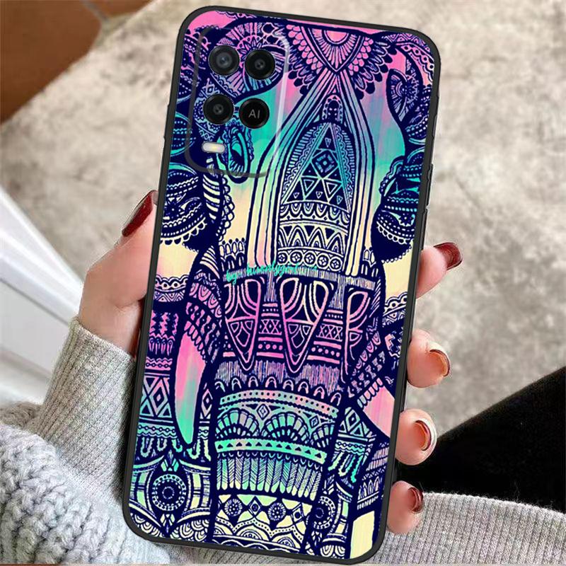 Elephant Mandala Aztec Case For Oppo A40 A16 A76 A96 A60 A98 A58 A78 A18 A38 A80 A77 A57 A17 A74 A54 A94 A15 A5 Pro