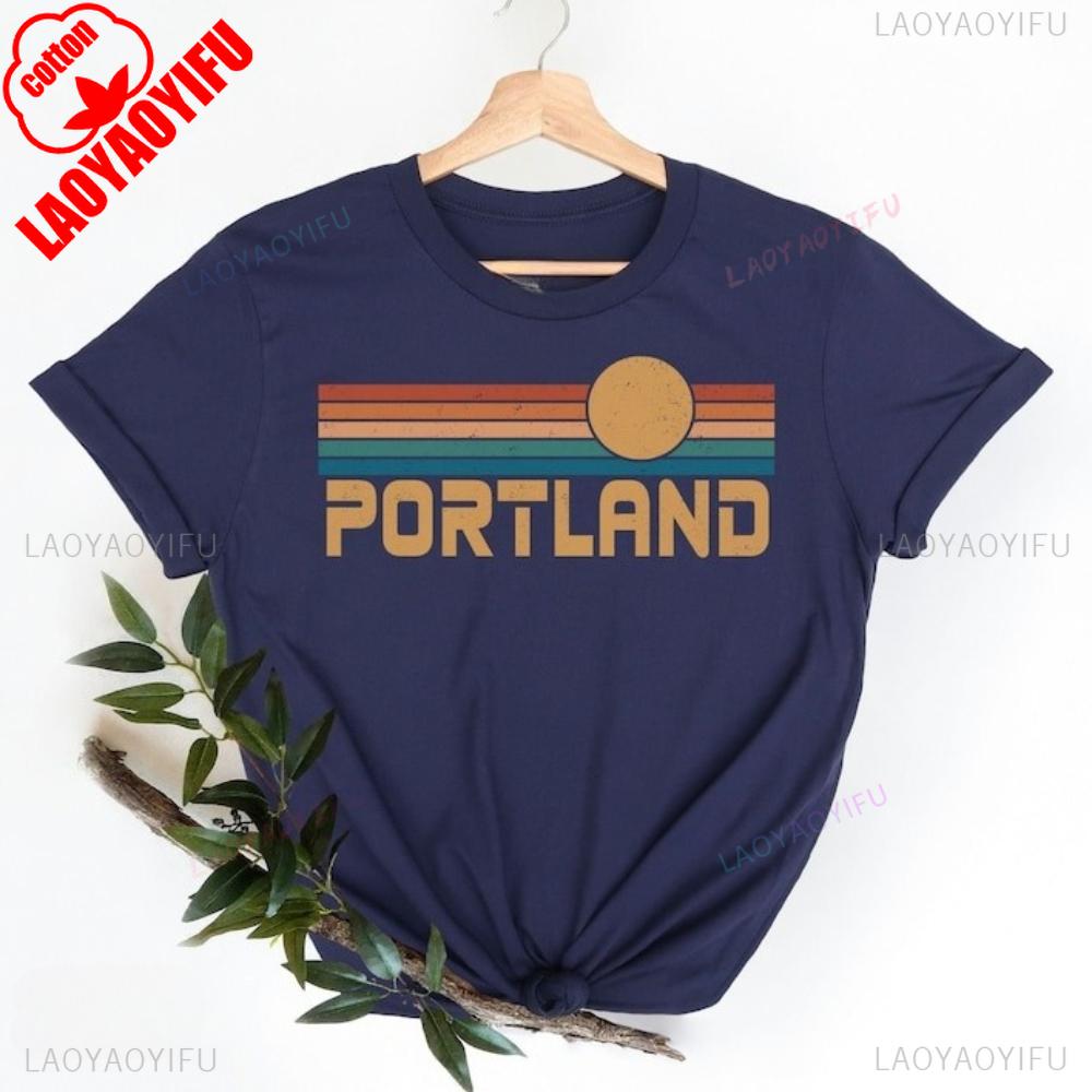 Portland TShirt Oregon Tshirt Portland Souvenir Clothing West Coast Shirt Men Women Fashion Casual Crewneck Cotton Tee Tops
