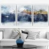 Navy Blue Golden Mountains Abstract Wall Art Canvas Painting Modern Nature Watercolor Artwork Prints Posters Living Room Decor