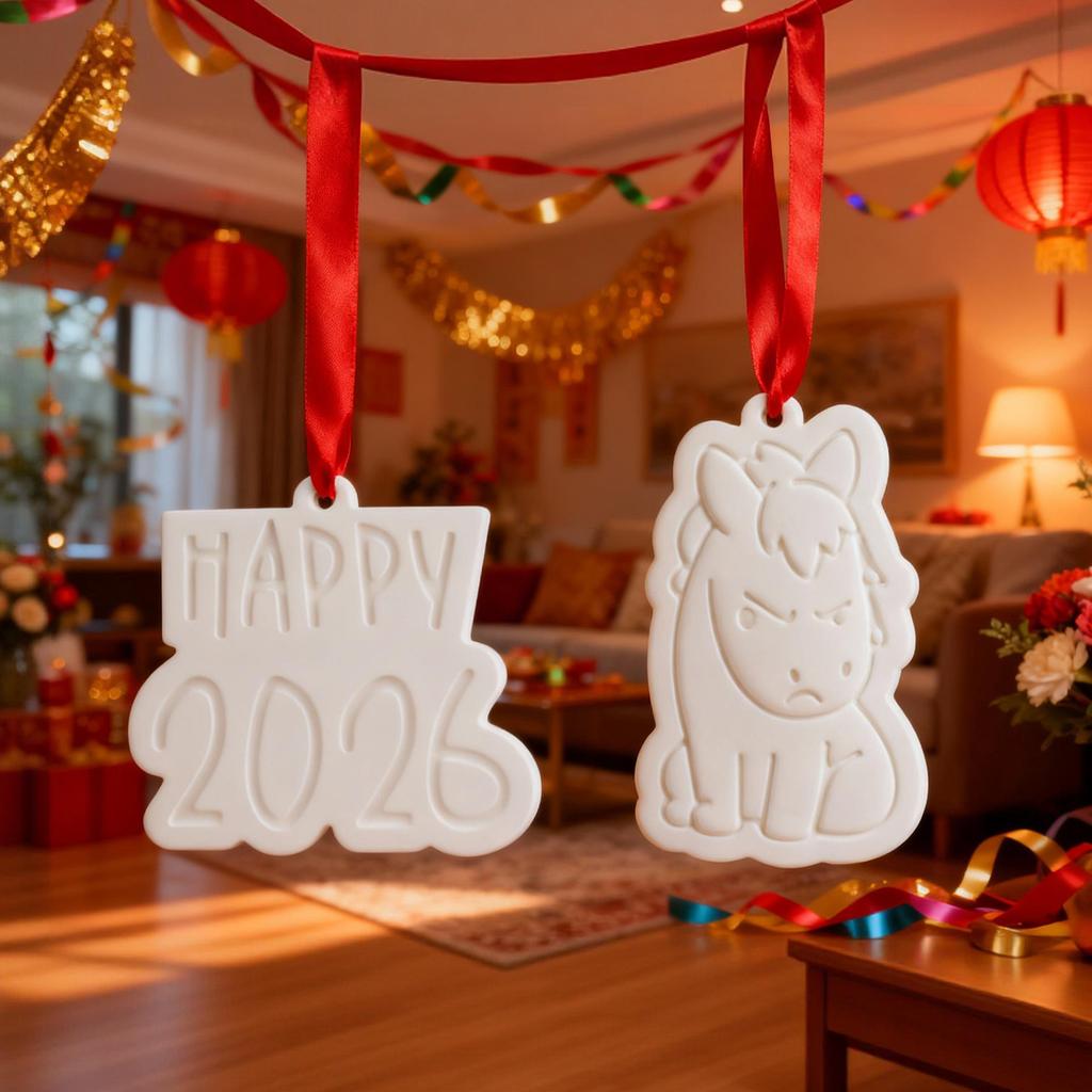 DIY New Year little horse pendant hanging epoxy mold, little horse blessings 2026 tag mold, desktop storage