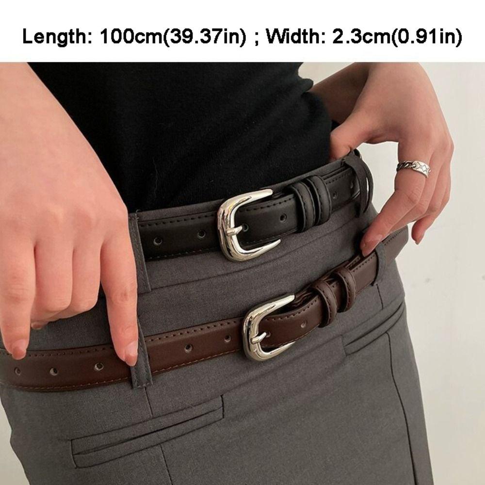 Fashion Pin Buckle Thin Belt Versatile Waist Belt Retro Trendy Waistband