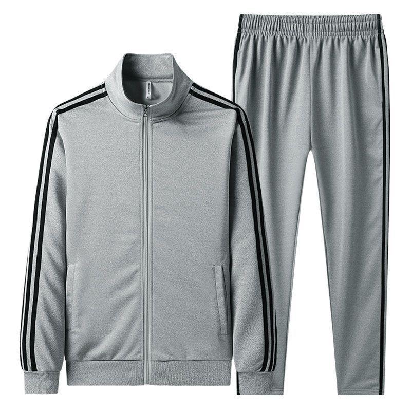 Men's Casual Sports Suit: Spring/Autumn Long-Sleeve Cardigan & Three-Bar Loose Two-Piece College Style