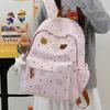 Schoolbag Cloud Mist Soft White Cute Bear Embellished School Bag Sweet Girl Student Party Girlfriend Wind Healing Leisure Travel Backpack