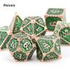 7 Pcs Green Golden Dragon Metal Dice Solid Metal Polyhedral Dice Set Suitable For Role-Playing Dice PropBoard Game Gift