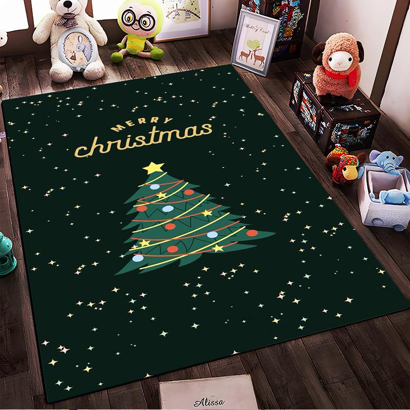 Christmas Tree with Stars Design Rug Non-slip rug suitable for living room and bedroom sofas