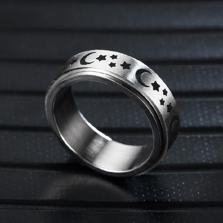 Star Moon Spinning Rings Women Men Fidget Spinner Ring Relief Stress Worry Rings