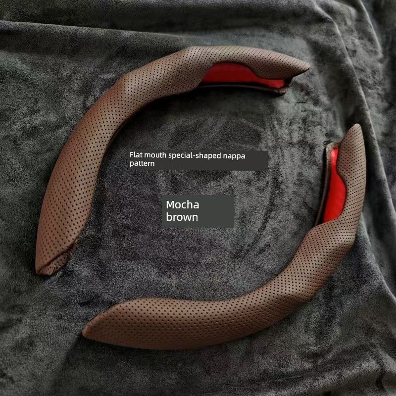 New Car Steering Wheel Cover, Four-Season Anti-Slip, High-End, Lightweight, Durable, Breathable, Nappa Leather, Suede Handlebar Cover