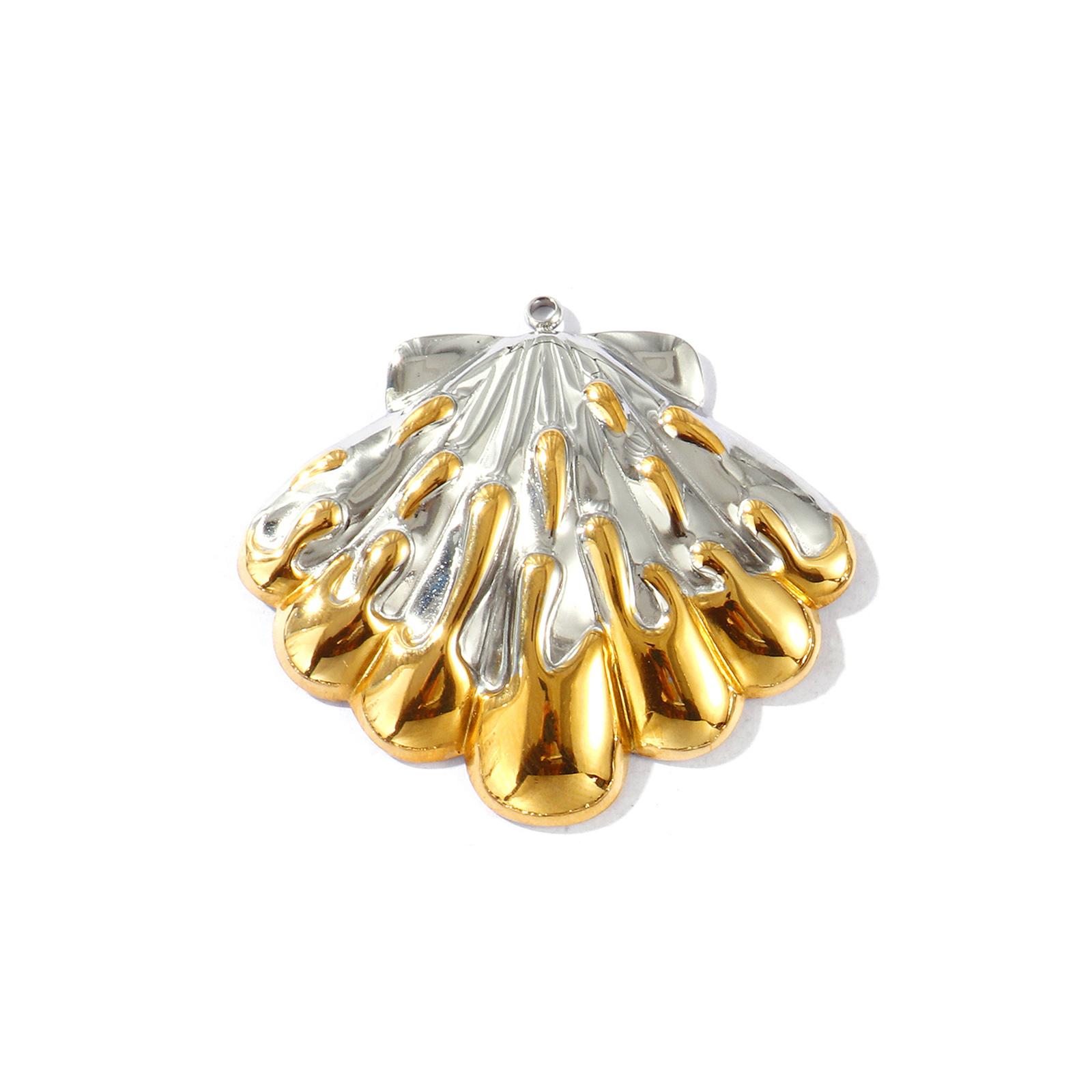 1pc 304 Stainless Steel Ocean Jewelry Starfish Shell Charms 18K Gold Plated&Silver Plated Two Tone Pendant DIY Necklace Making