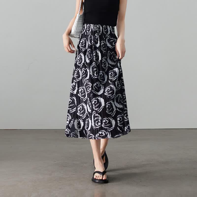 

SOFSIL 2026 Summer Pleated Rose Straight Skirt L