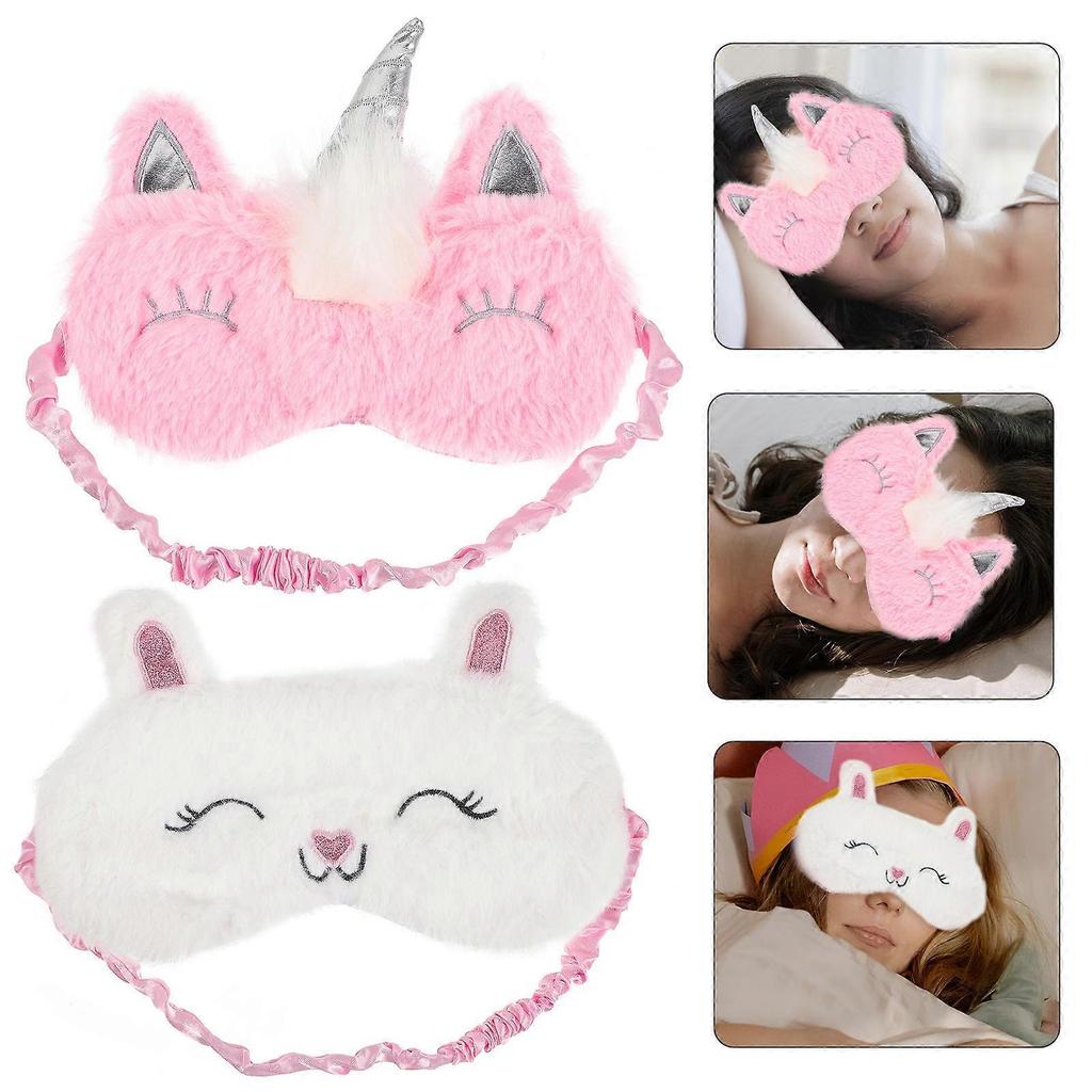 4Pcs Sleeping Mask Assorted Color Rectangular Adorable Design For Travel Nap Time Ensuring Restful Sleep