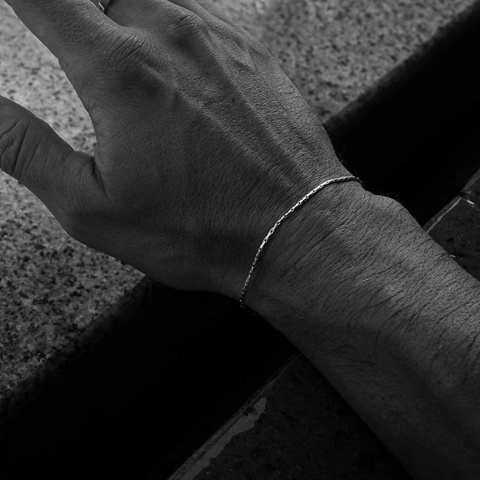 1.3MM Width Solid Chain Bracelets Unisex Minimalist Stainless Steel Thin Rolo Chains Jewelry On Wrist Waterproof Accessories