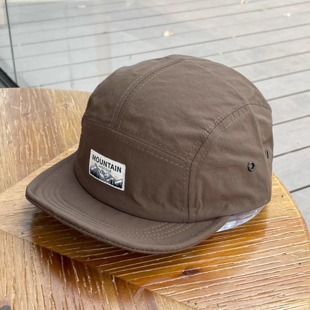 

5 Panel Quick Dry Short Brim Cap Vintage Embroidered Mesh for Men And Women Outdoor Running Hiking Fashion Cap коричневий