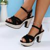 Fashion Women High Heel Sandals Summer New Fish Mouth Sandal Fashion Thick Heel Thick Bottom Sandals for Women Casual High-heeled Sandal