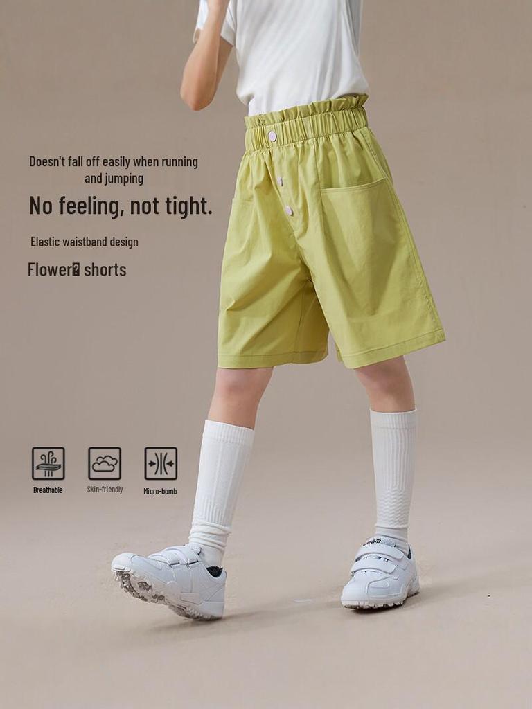 2026 New Girls' Flower Pattern Breathable, Smooth, Skin-Friendly Casual Summer Shorts