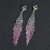 Fashion Gradual Change of Color Super Flash Full Diamond Long Fringed Earrings